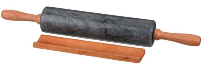 Скалка agness мраморная с деревянными ручками длина=46 см диаметр=6 см Agness (925-109)