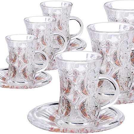 Набор д/чая стекляный 12пр LR с золотом (27089) Набор д/чая стекляный 12пр LR с золотом (27089)