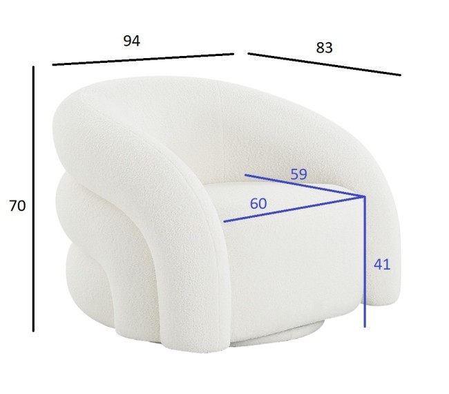 Кресло поворотное, иск.мех белый 94*83*70см (TT-00009578) Кресло поворотное, иск.мех белый 94*83*70см (TT-00009578)