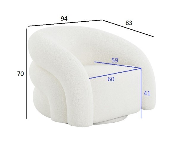 Кресло поворотное, иск.мех белый 94*83*70см (TT-00009578) Кресло поворотное, иск.мех белый 94*83*70см (TT-00009578)