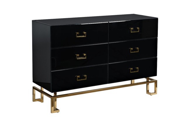 Комод черный 6 ящиков 120*42*82см (TT-00003622)