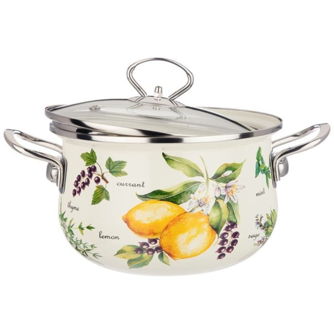 Кастрюля эмалированная agness со стеклянной крышкой серия "секретные ингредиенты" 2.8 л, 20*12 см Agness (915-127)