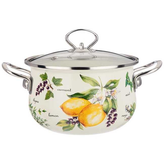 Кастрюля эмалированная agness со стеклянной крышкой серия "секретные ингредиенты" 2.8 л, 20*12 см Agness (915-127)