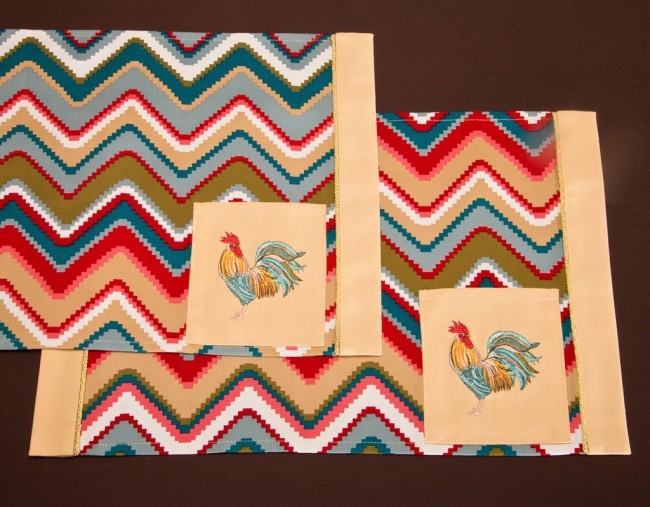 Комплект плейсмэтов 36*53см с карманами для приборов из 2-шт"петух-волна" х/б 100% /песочный SANTALINO (850-533-81)