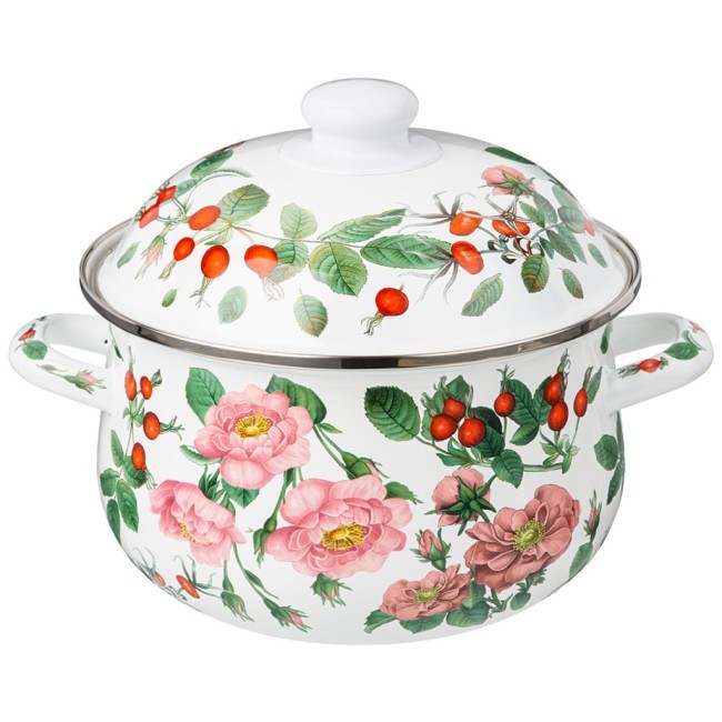 Кастрюля agness эмалированная с эмал.крышкой серия "шиповник", 2.8 л, 20*12 см Agness (934-572)