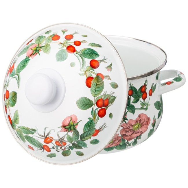 Кастрюля agness эмалированная с эмал.крышкой серия "шиповник", 2.8 л, 20*12 см Agness (934-572)