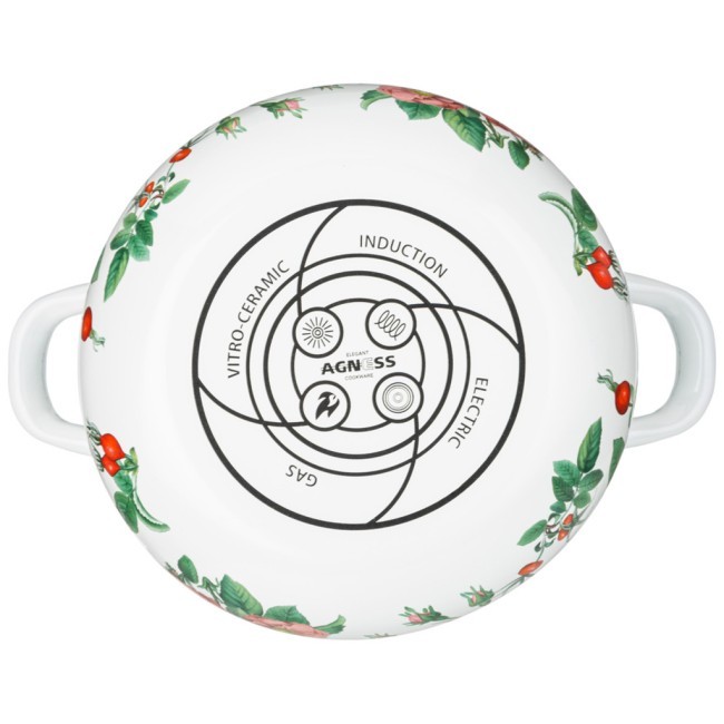 Кастрюля agness эмалированная с эмал.крышкой серия "шиповник", 2.8 л, 20*12 см Agness (934-572)