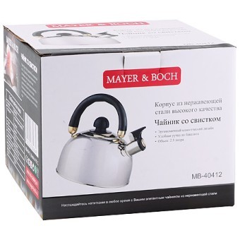Чайник нерж 2,5л черная ручка Mayer&Boch (40412)