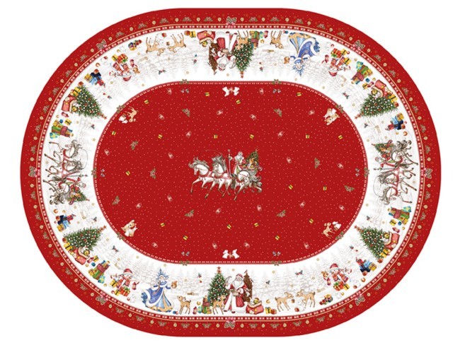 Скатерть  овальная  "с новым годом" ,140х180см ,красный, 100% хлопок ,твил Lefard (850-763-4) Скатерть  овальная  "с новым годом" ,140х180см ,красный, 100% хлопок ,твил Lefard (850-763-4)