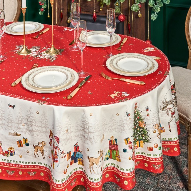 Скатерть овальная "с новым годом" ,140х180см ,красный, 100% хлопок ,твил Lefard (850-763-4) Скатерть овальная "с новым годом" ,140х180см ,красный, 100% хлопок ,твил Lefard (850-763-4)