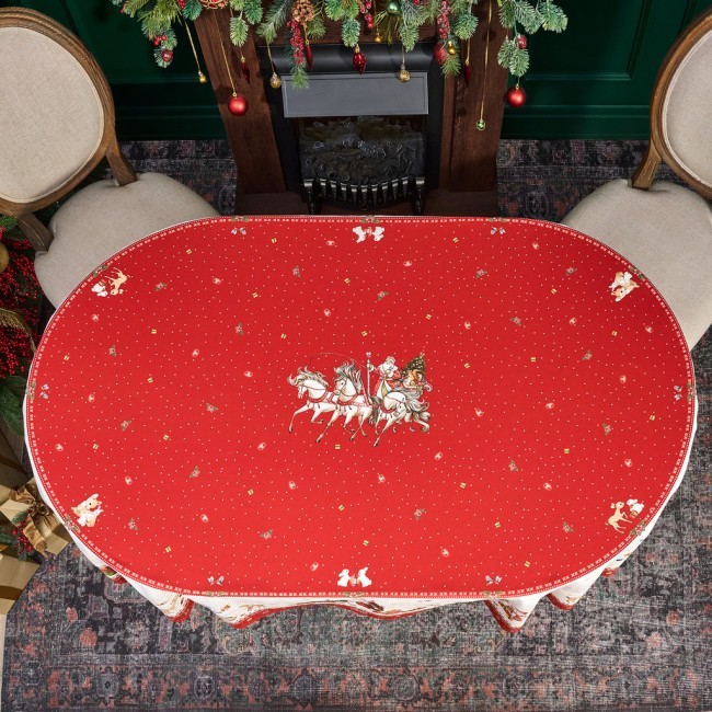 Скатерть овальная "с новым годом" ,140х180см ,красный, 100% хлопок ,твил Lefard (850-763-4) Скатерть овальная "с новым годом" ,140х180см ,красный, 100% хлопок ,твил Lefard (850-763-4)