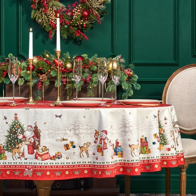 Скатерть овальная "с новым годом" ,140х180см ,красный, 100% хлопок ,твил Lefard (850-763-4) Скатерть овальная "с новым годом" ,140х180см ,красный, 100% хлопок ,твил Lefard (850-763-4)