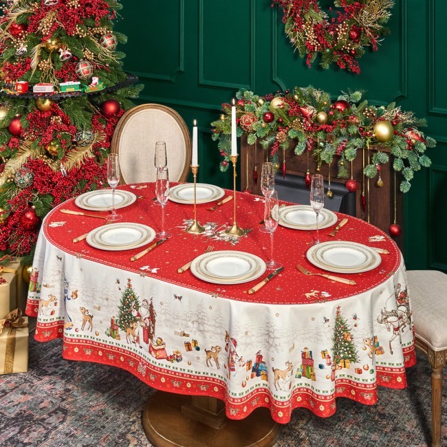 Скатерть овальная "с новым годом" ,140х180см ,красный, 100% хлопок ,твил Lefard (850-763-4) Скатерть овальная "с новым годом" ,140х180см ,красный, 100% хлопок ,твил Lefard (850-763-4)