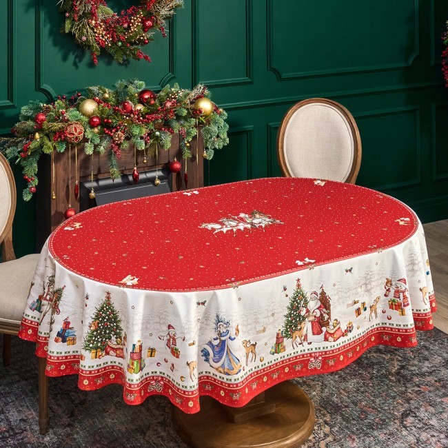 Скатерть овальная "с новым годом" ,140х180см ,красный, 100% хлопок ,твил Lefard (850-763-4) Скатерть овальная "с новым годом" ,140х180см ,красный, 100% хлопок ,твил Lefard (850-763-4)