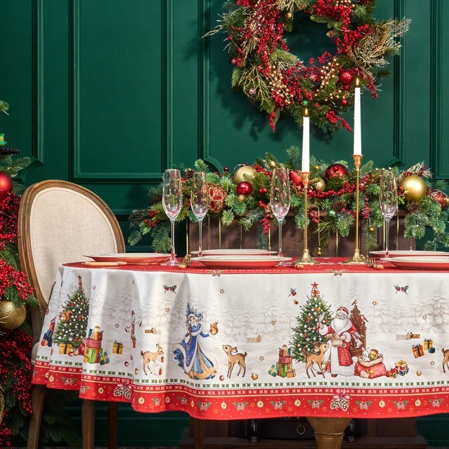 Скатерть овальная "с новым годом" ,140х180см ,красный, 100% хлопок ,твил Lefard (850-763-4) Скатерть овальная "с новым годом" ,140х180см ,красный, 100% хлопок ,твил Lefard (850-763-4)