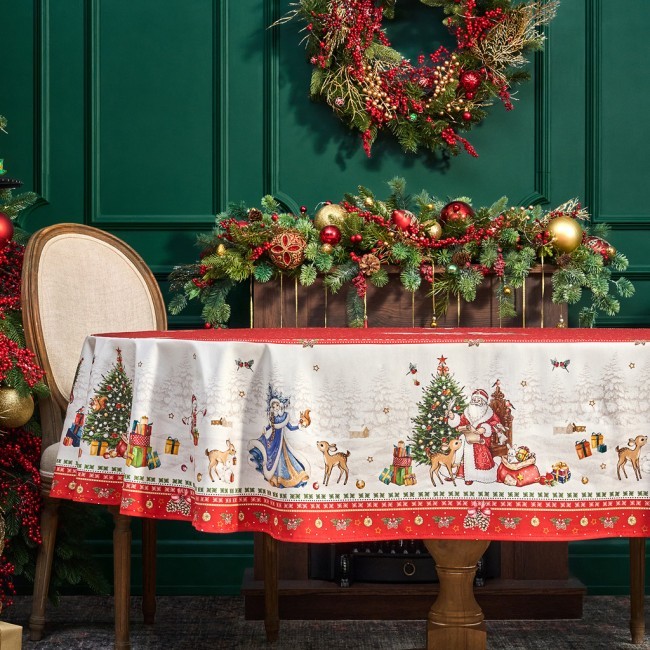 Скатерть овальная "с новым годом" ,140х180см ,красный, 100% хлопок ,твил Lefard (850-763-4) Скатерть овальная "с новым годом" ,140х180см ,красный, 100% хлопок ,твил Lefard (850-763-4)