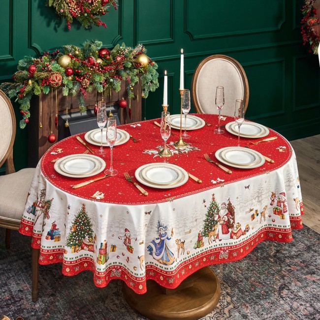 Скатерть овальная "с новым годом" ,140х180см ,красный, 100% хлопок ,твил Lefard (850-763-4) Скатерть овальная "с новым годом" ,140х180см ,красный, 100% хлопок ,твил Lefard (850-763-4)