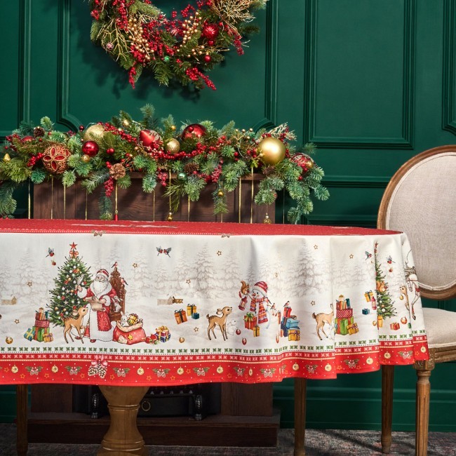 Скатерть овальная "с новым годом" ,140х180см ,красный, 100% хлопок ,твил Lefard (850-763-4) Скатерть овальная "с новым годом" ,140х180см ,красный, 100% хлопок ,твил Lefard (850-763-4)