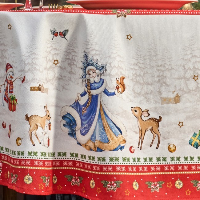 Скатерть овальная "с новым годом" ,140х180см ,красный, 100% хлопок ,твил Lefard (850-763-4) Скатерть овальная "с новым годом" ,140х180см ,красный, 100% хлопок ,твил Lefard (850-763-4)