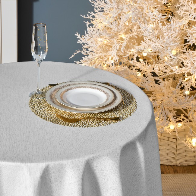 Скатерть  d150 cm круглая, "феерия. серебро", цвет: белый, tm lefard, полиэстер 100% Lefard (986-004-24)
