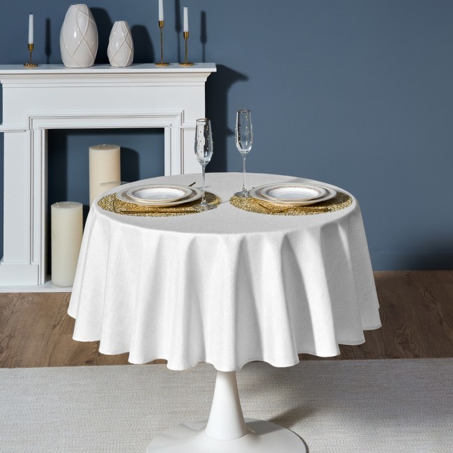 Скатерть  d150 cm круглая, "феерия. серебро", цвет: белый, tm lefard, полиэстер 100% Lefard (986-004-24)