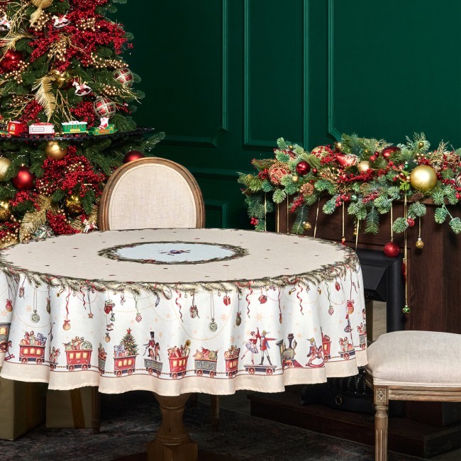 Скатерть  d145 cm круглая, "щелкунчик" цвет: бежевый, tm lefard, полиэстер 100% Lefard (986-002-24)