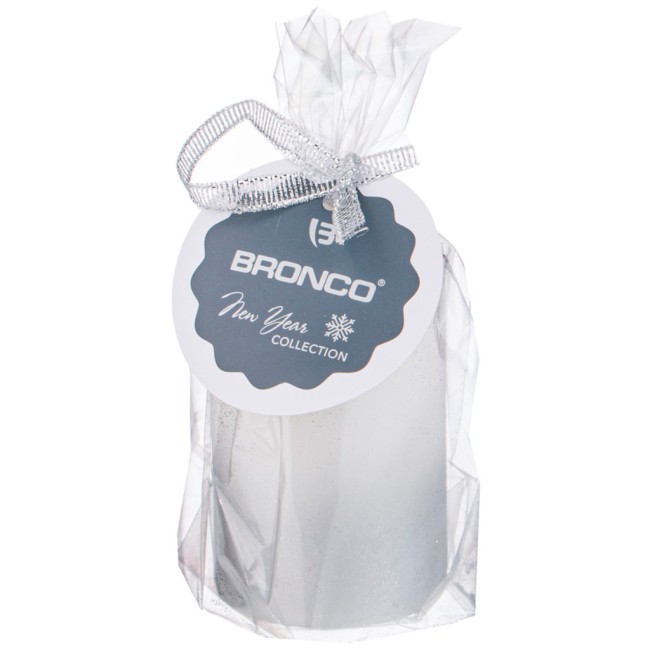 Свеча столбик d5*8 см белая с серебром (TT-00013612)