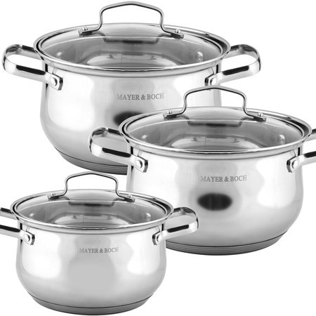 Набор кастрюль 2л+2,8л+3,8л нерж/ст Mayer&Boch (40456)