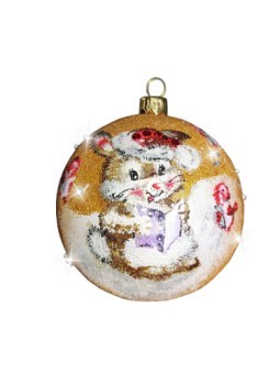 Картина Шар символ года Кролик с книгой с кристаллами Swarovski (2610)