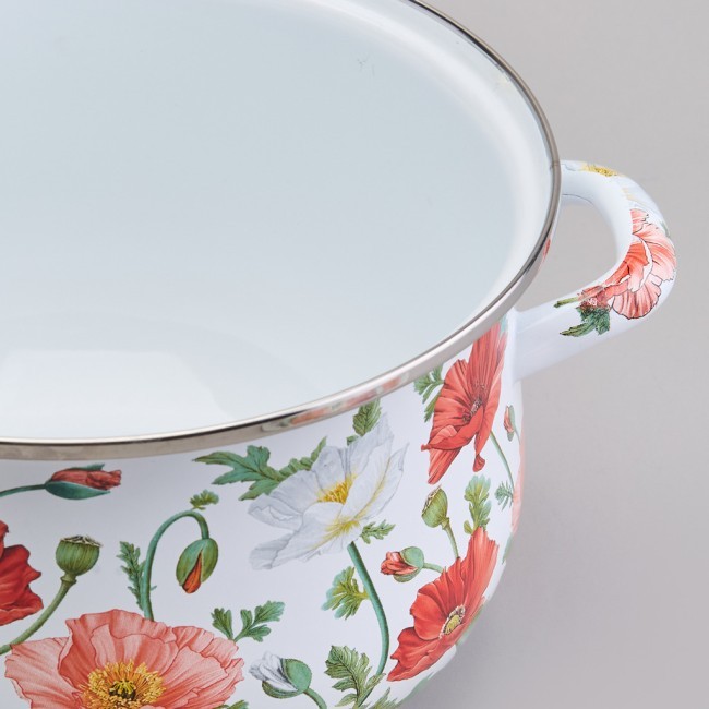 Кастрюля agness эмалированная с эмал.крышкой серия "маки", 3.6 л, 22*13 см Agness (934-743)