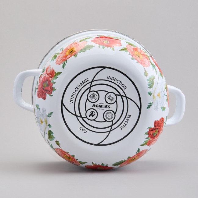 Кастрюля agness эмалированная с эмал.крышкой серия "маки", 3.6 л, 22*13 см Agness (934-743)