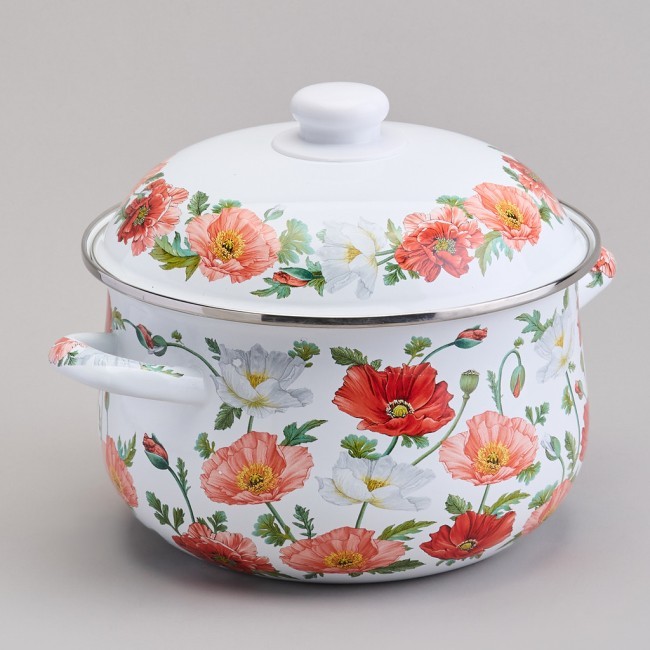 Кастрюля agness эмалированная с эмал.крышкой серия "маки", 3.6 л, 22*13 см Agness (934-743)