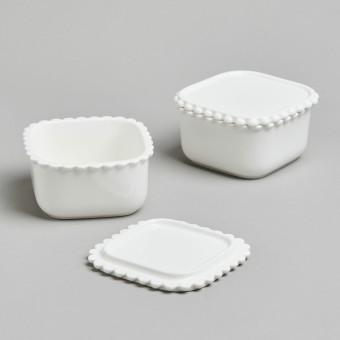 Набор икорниц lefard "pearl" с крышками 2 шт. квадрат. 10*5,5 см 200 мл Lefard (761-179)