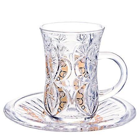 Набор д/чая стекляный 12пр LR с золотом (27091)