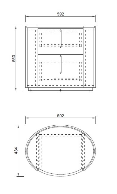 Тумбочка 2 ящика темный шпон 59*43*55см (TT-00012681)