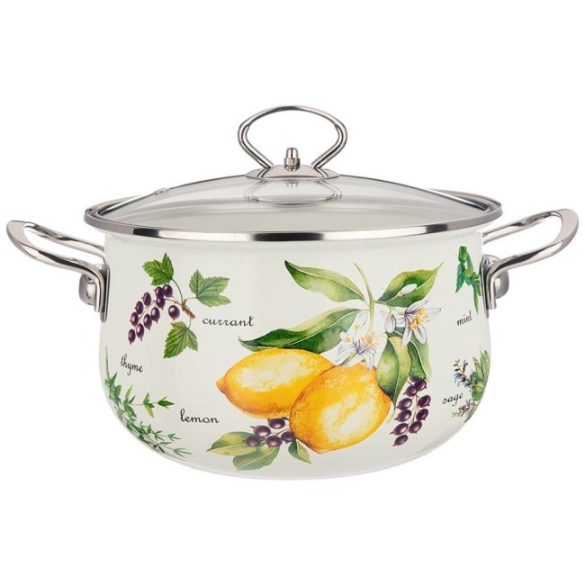 Кастрюля эмалированная agness со стеклянной крышкой серия "секретные ингредиенты" 3.6 л, 22*13 см Agness (915-128)