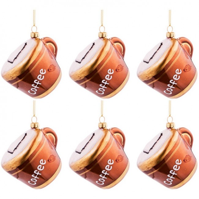 Набор из 6-ти декоративных изделий "кофейная чашечка" 8*6,9*7 см цвет: коричневый с золотом (кор=12н Lefard (864-110)