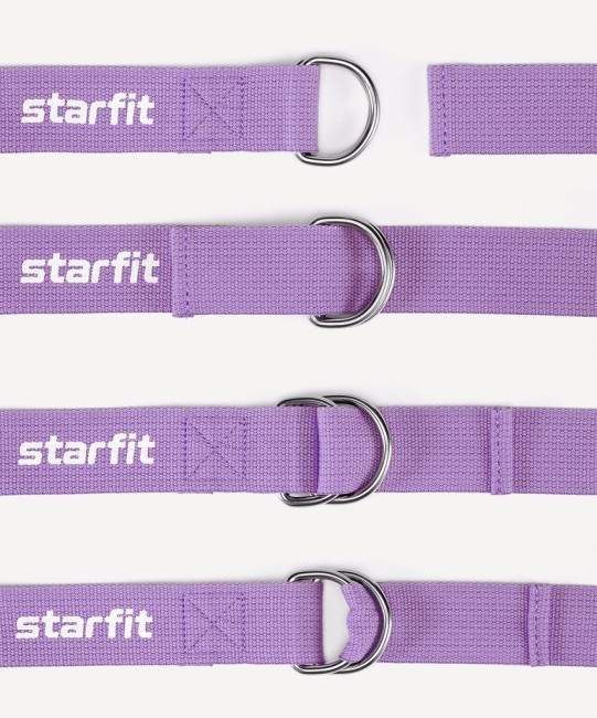 Ремень для йоги STARFIT YB-100 183 см, хлопок, фиолетовый пастель (1121647)