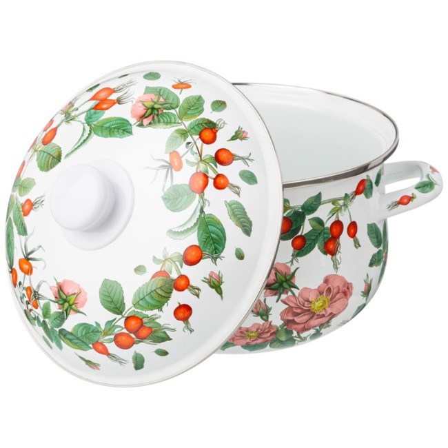 Кастрюля agness эмалированная с эмал.крышкой серия "шиповник", 3.6 л, 22*13 см Agness (934-573)