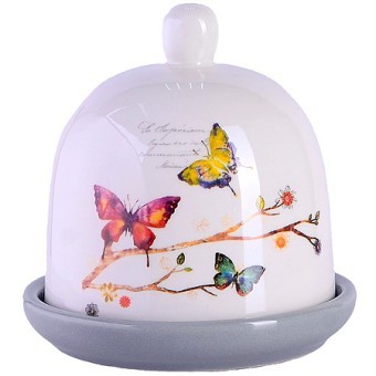 Лимонница с крышкой 9х9х9см Бабочки в саду 2пр доломит LR (60131)