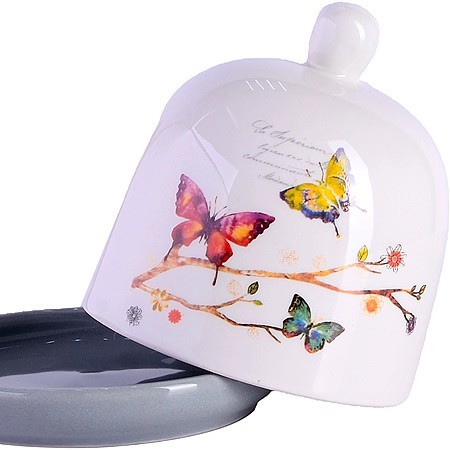 Лимонница с крышкой 9х9х9см Бабочки в саду 2пр доломит LR (60131)