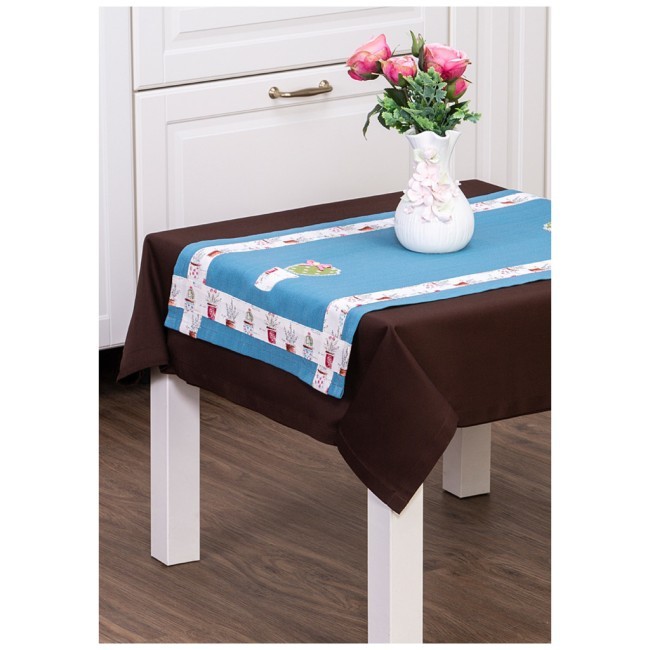 Дорожка на стол 40*79 см"летняя веранда",100% хлопок,синий SANTALINO (850-821-3)