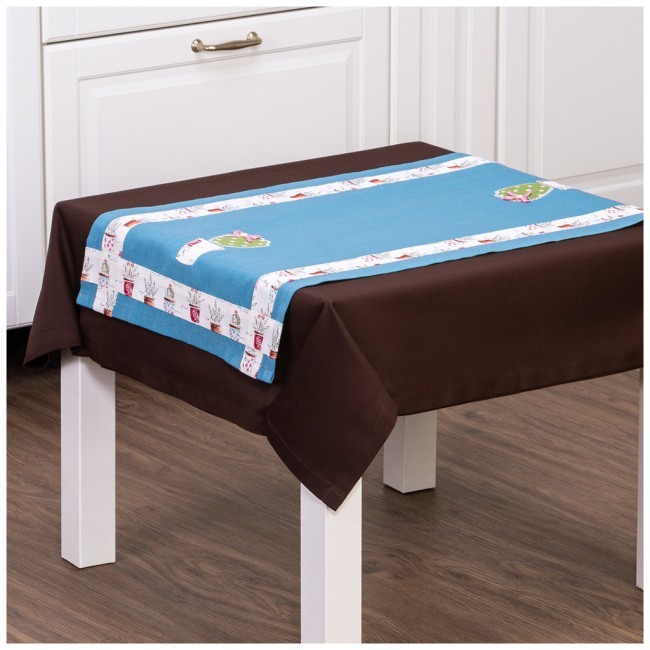 Дорожка на стол 40*79 см"летняя веранда",100% хлопок,синий SANTALINO (850-821-3)