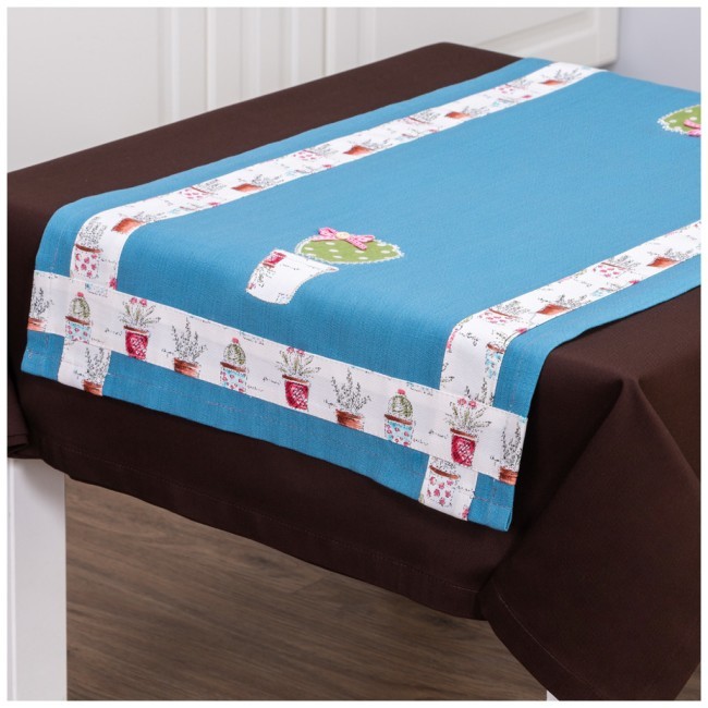 Дорожка на стол 40*79 см"летняя веранда",100% хлопок,синий SANTALINO (850-821-3)