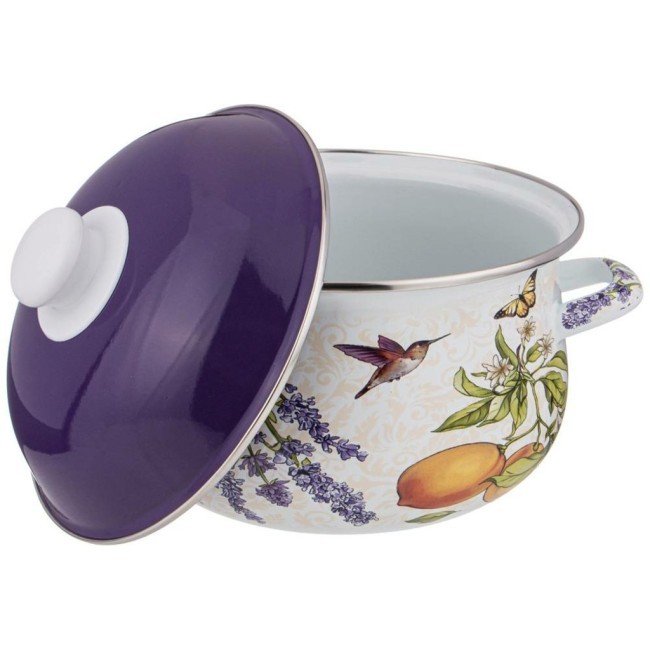 Кастрюля agness эмалированная с эмал.крышкой серия "прованс лимоны" 2.8 л, 20*12 см Agness (934-547)