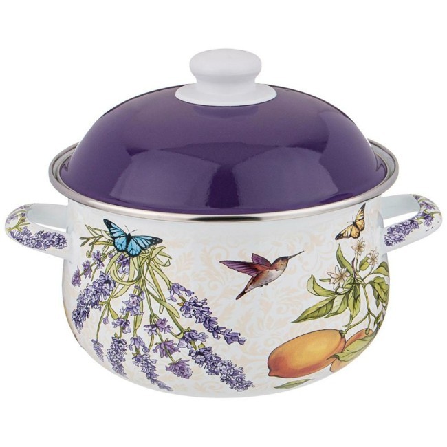 Кастрюля agness эмалированная с эмал.крышкой серия "прованс лимоны" 2.8 л, 20*12 см Agness (934-547)