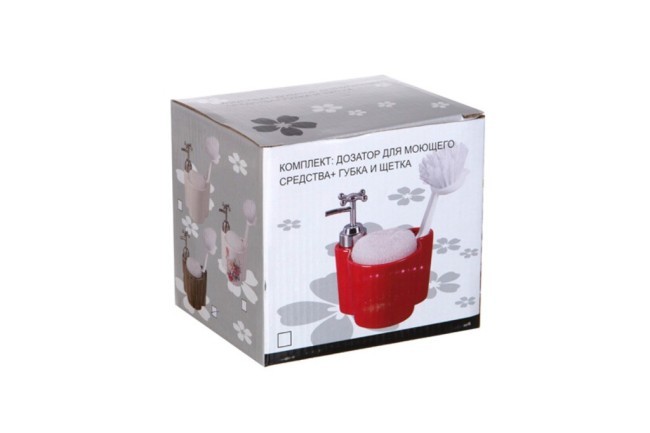 Комплект:дозатор для моющего средства+губка и щетка 13*13*14 см.300 мл. Lefard (755-097) Комплект:дозатор для моющего средства+губка и щетка 13*13*14 см.300 мл. Lefard (755-097)
