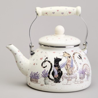 Чайник agness эмалированный серия "lavender cats", 2,6 л Agness (943-073)