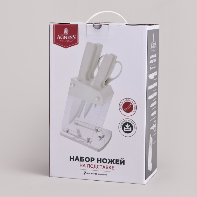 Набор ножей agness  на пластиковой подставке, 7 предметов Agness (911-782)