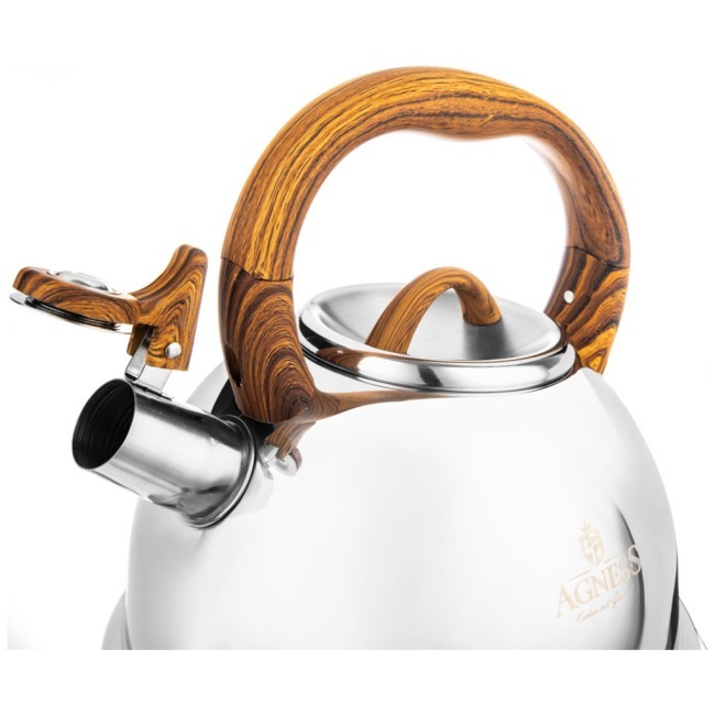 Чайник agness со свистком,  3,0 л и складывающейся ручкой Agness (937-032) Чайник agness со свистком,  3,0 л и складывающейся ручкой Agness (937-032)
